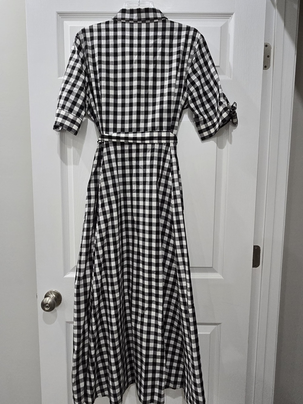 Calvin Klein Black and White Gingham Maxi Shirt Dress Size 10 - Picture 6 of 9